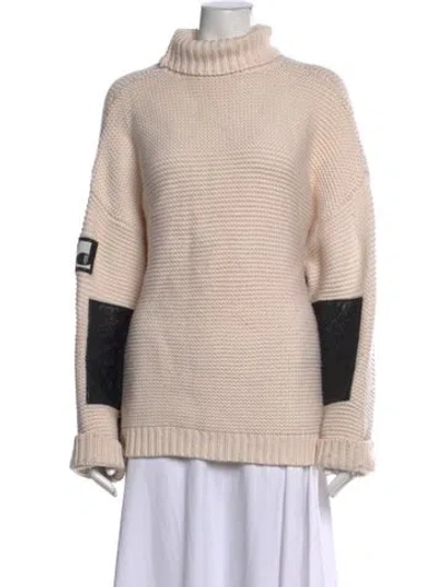 Pre-owned Courrèges Merino Wool Turtleneck Sweater In White