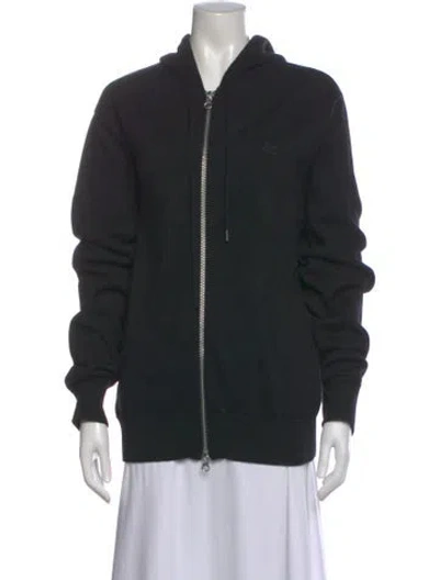 Pre-owned Courrèges Merino Wool V-neck Sweater In Black