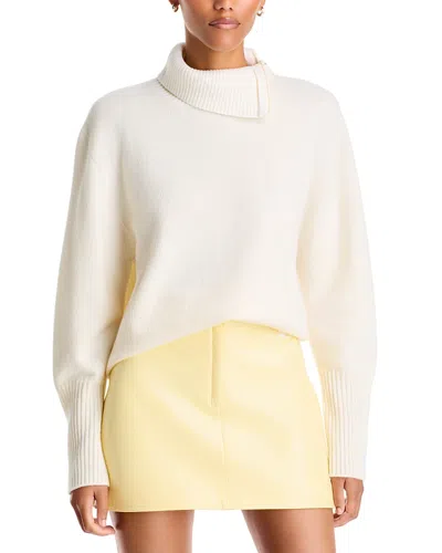 Courrèges Merino Wool Zipped Collar Sweater In Neutral