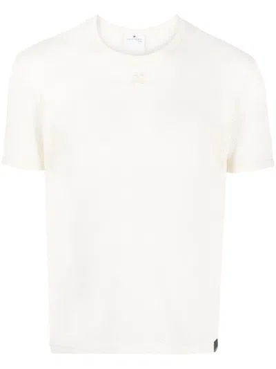 Courrèges Round Neck Short Sleeve T-shirt In White