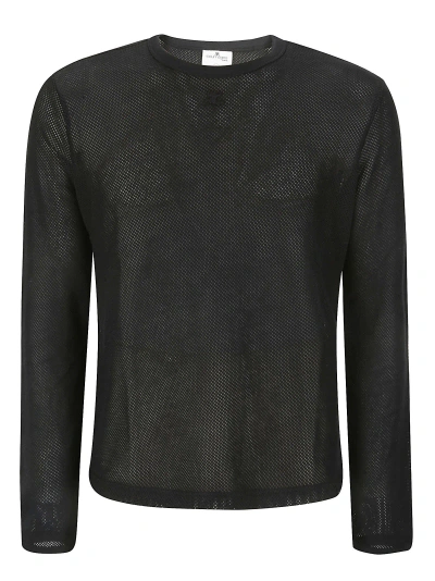 Courrèges Mesh Long Sleeves T-shirt In Black