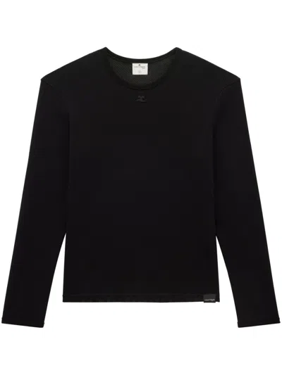 Courrèges Mesh Long Sleeves T-shirt Men Black In Cotton