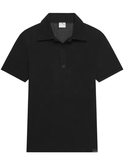 Courrèges Logo Embroidered Polo Shirt In Black