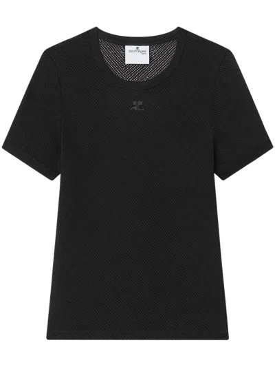 Courrèges Mesh T-shirt In Black