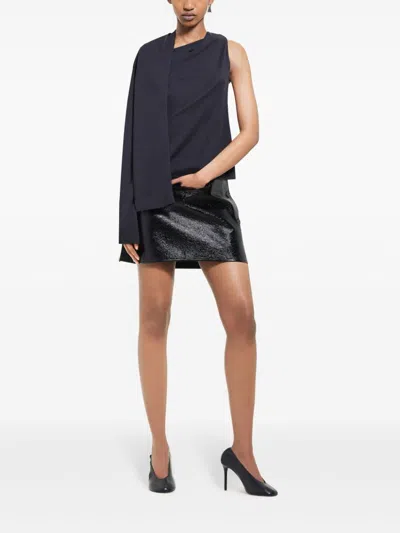 Courrèges Mid-rise Black Cotton Blend Skirt In Multi