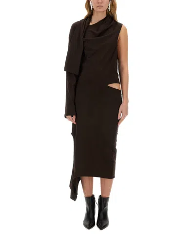 Courrèges Midi Dress In Brown