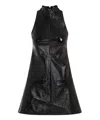 Courrèges Mini Dress With High Neckline And Glossy Finish In Black