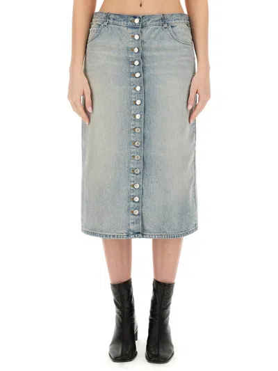 Courrèges Blue Cotton Denim Skirt
