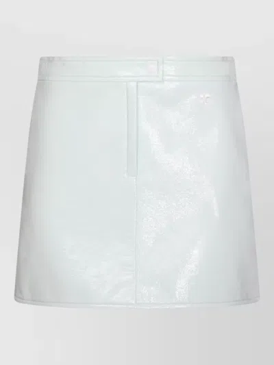 Courrèges Midi Skirt Knee Length Shiny Buttons In White