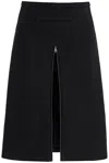 Courrèges Midi Twill Skirt With Zipper In Black (black)