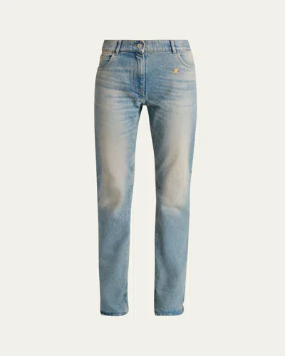 Courrèges Mid-rise Slim-leg Jeans In Blue