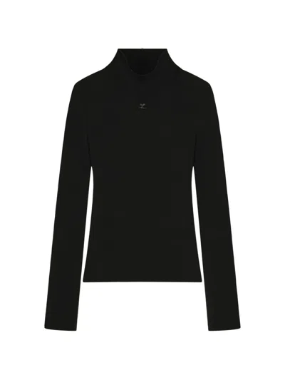 Courrèges Milano Knit Logo-patch Sweater In Black