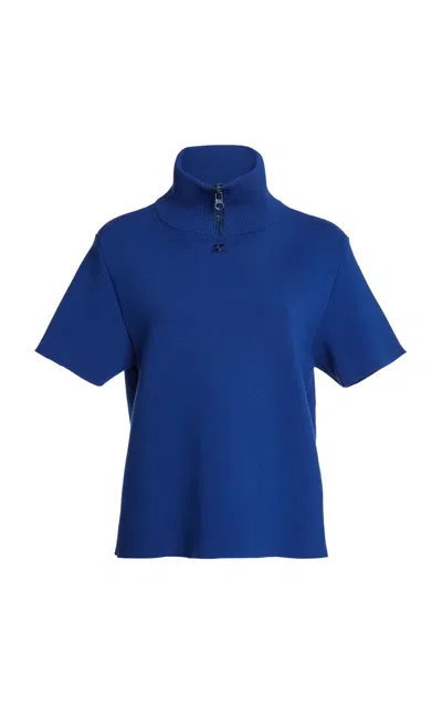 Courrèges Milano Zipped Knit Top In Blue