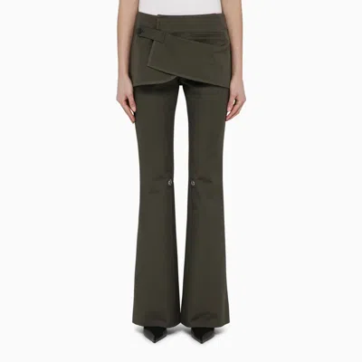 COURRÈGES COURRÈGES MILITARY GREEN COTTON MINI SKIRT TROUSERS