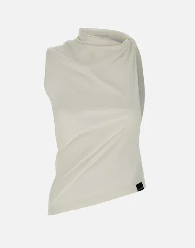 Courrèges Courreges Milk Coloured Asymmetrical Cotton Top In White