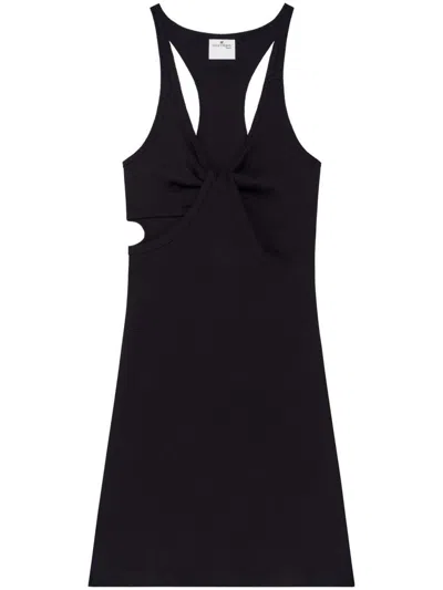 Courrèges Mini Black Cotton Dress With Cut-out Detail