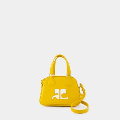 Courrèges Bowling Leather Mini Bag In Yellow
