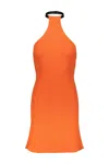 Courrèges Mini Chocker Rib Knit Dress Clothing In Orange