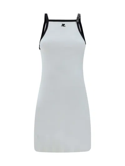 Courrèges Square Neck Mini Dress In Neutrals