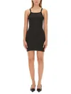 Courrèges Contrast Cotton Jersey Mini Dress In Military Green