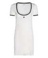 Courrèges Ribbed Cotton Mini Dress With Logo Embroidery In White