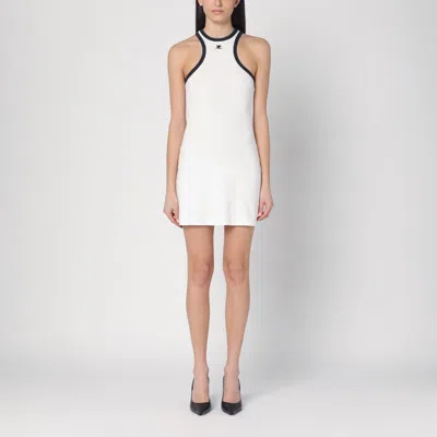 Courrèges Mini Dress With Blue Trim In White
