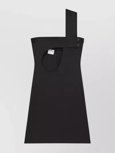 Courrèges Mini Dress With Cut-out And Button Accents In Black