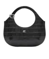 Courrèges Mini Holy Crocodile-effect Tote Bag In Black
