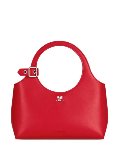 Courrèges Holy Day Mini Leather Top Handle Bag In Red