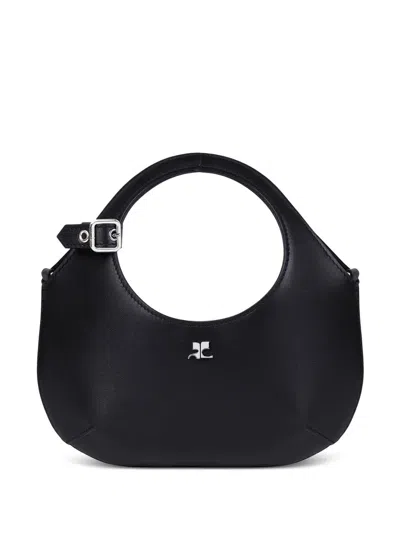 Courrèges Mini Holy Leather Tote Bag In Black