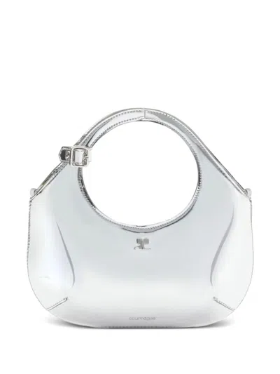Courrèges Mini Holy Metallic-effect Tote Bag In White