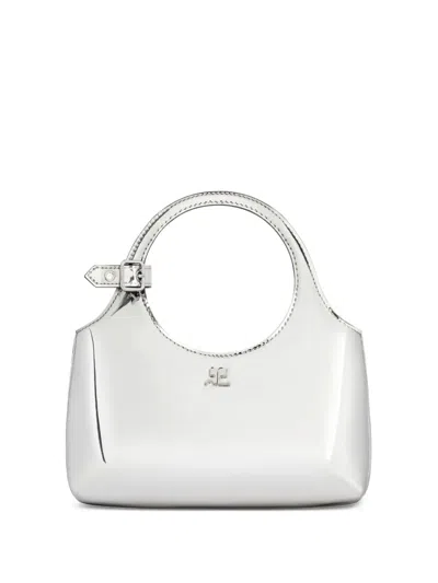Courrèges Mini Holy Shoulder Bag In Silver