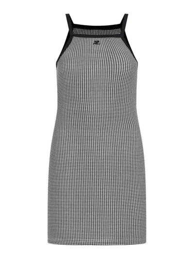 Courrèges Houndstooth-pattern Straight Hem Mini Dress In Gray