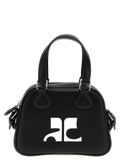 Courrèges Mini Leather Bowling Bag Handbag In Black