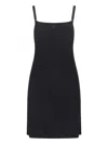 Courrèges Mini Logo Dress In Black Fabric Ribbed Knit In Black