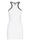 Courrèges White Cotton Mini Dress With Navy Blue Details And Halter Neck In White