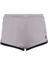 Courrèges Mini Shorts Contrasting Trim In Smocked Grey,black
