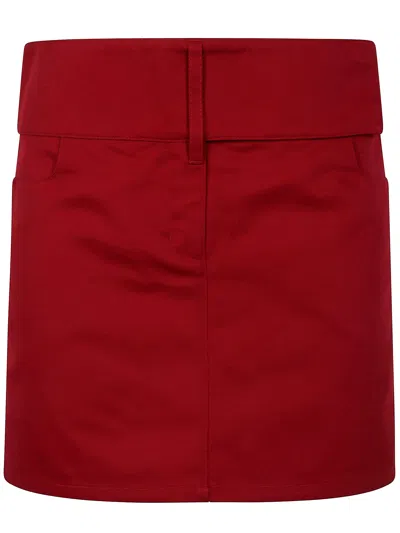 Courrèges Mini Skirt Belted Polycotton In Red
