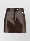 Courrèges Fitted Burgundy Mini Skirt With Shiny Finish In Red