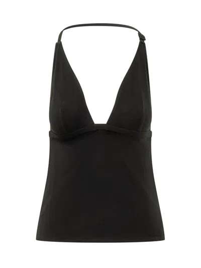 Courrèges Courreges Mini Top Bikini With Sneck Print In Black