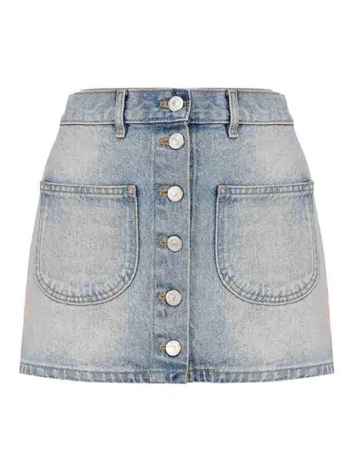 Courrèges Cotton Denim Mini Skirt In Light Wash