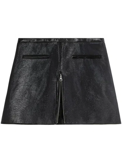 Courrèges Minigonna Heritage In Cotone Con Zip E Tasche In Black
