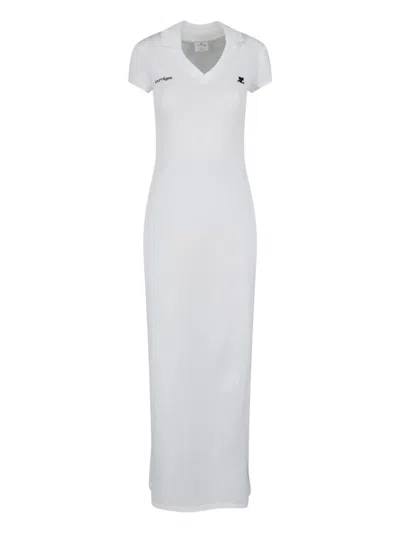 Courrèges Minimalist White Dress With Classic Cut And Subtle Tailoring