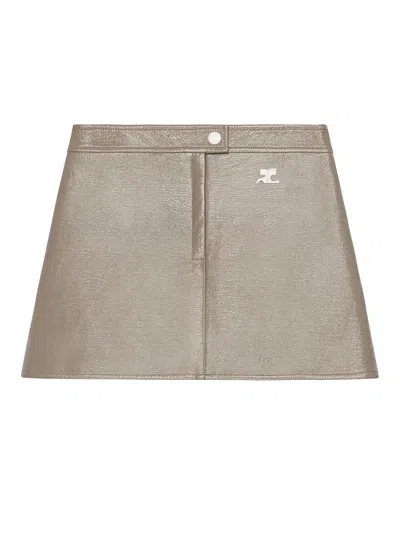 Courrèges Reedition High-waisted Flared Mini Skirt In Multi