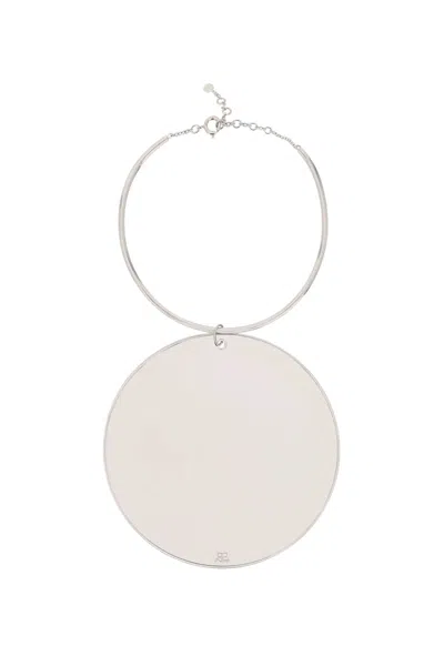 Courrèges Mirror Charm Necklace In Silver