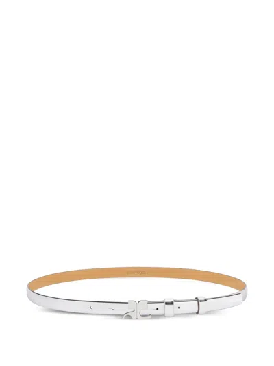 Courrèges Mirror Reversible Leather Belt In White