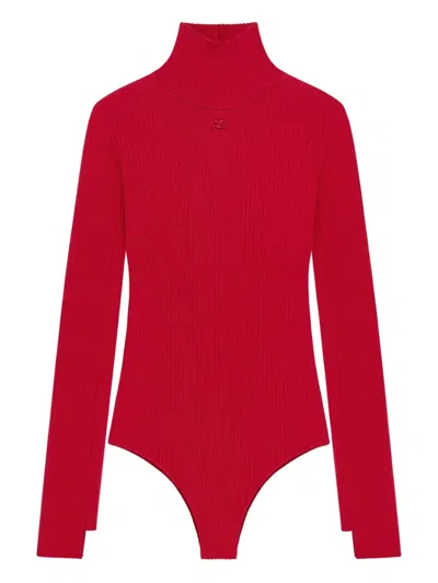 Courrèges Mock-neck Bodysuit In Red