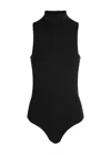 Courrèges Mock Neck Crepe Jersey Bodysuit In Black
