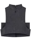 Courrèges Mock-neck Denim Top In Grey