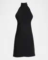 Courrèges Mock-neck Halter Jersey Mini Dress In Black